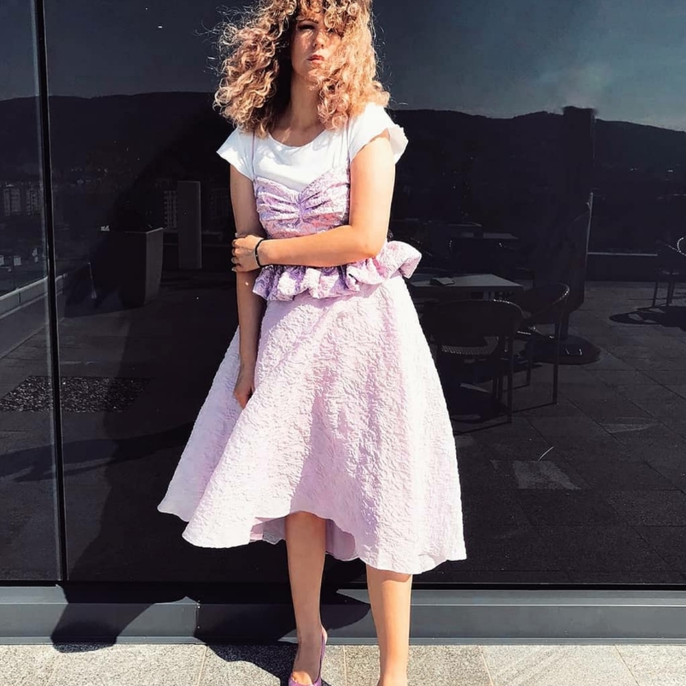 ZARA Limited edition asymmetrical skirt color lilac peplum bloggers favorite - Picture 2 of 16